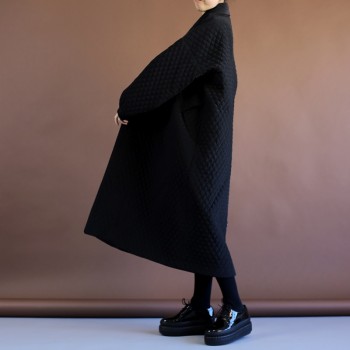 European Highest Quality Jacket Autumn Women Large Size Long Loose Black Windbreaker Long Trench Coat 